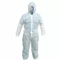 Latex Free Disposable Protective Clothing Chemical Coverall Suit With Long Zipper
